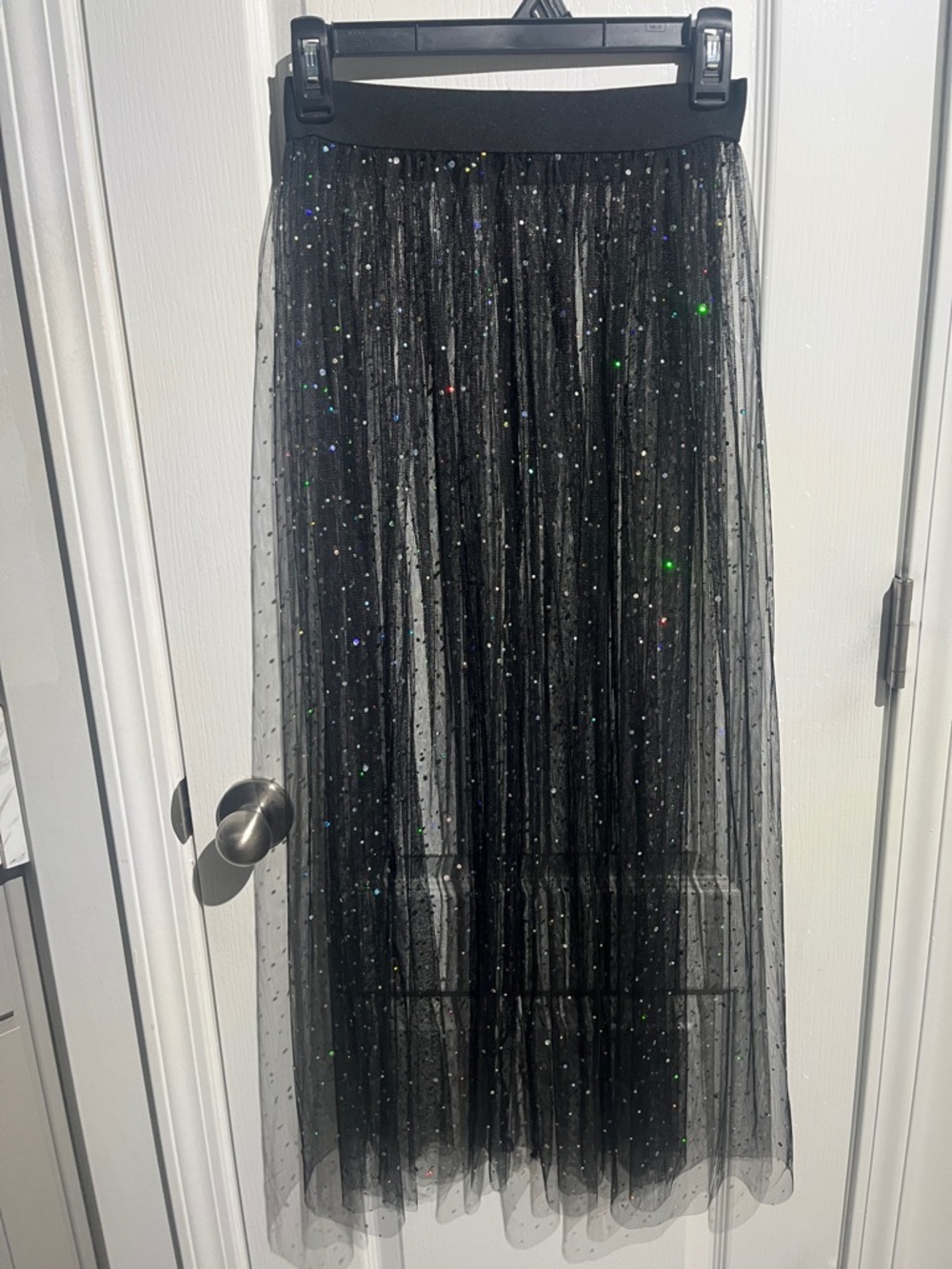 NWOT Black Sparkle Tulle Maxi Skirt